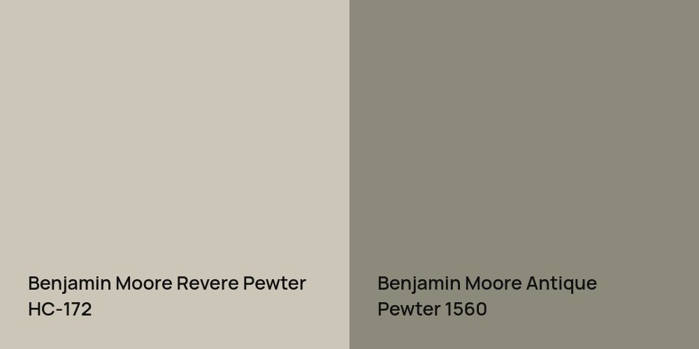 Benjamin Moore Revere Pewter vs. Benjamin Moore Antique Pewter