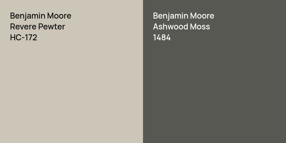 Benjamin Moore Revere Pewter vs. Benjamin Moore Ashwood Moss