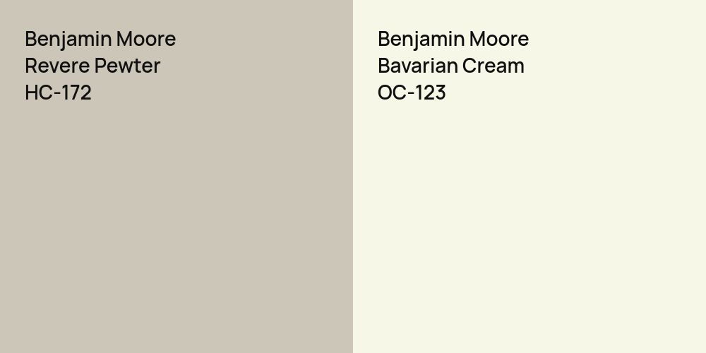 Benjamin Moore Revere Pewter vs. Benjamin Moore Bavarian Cream