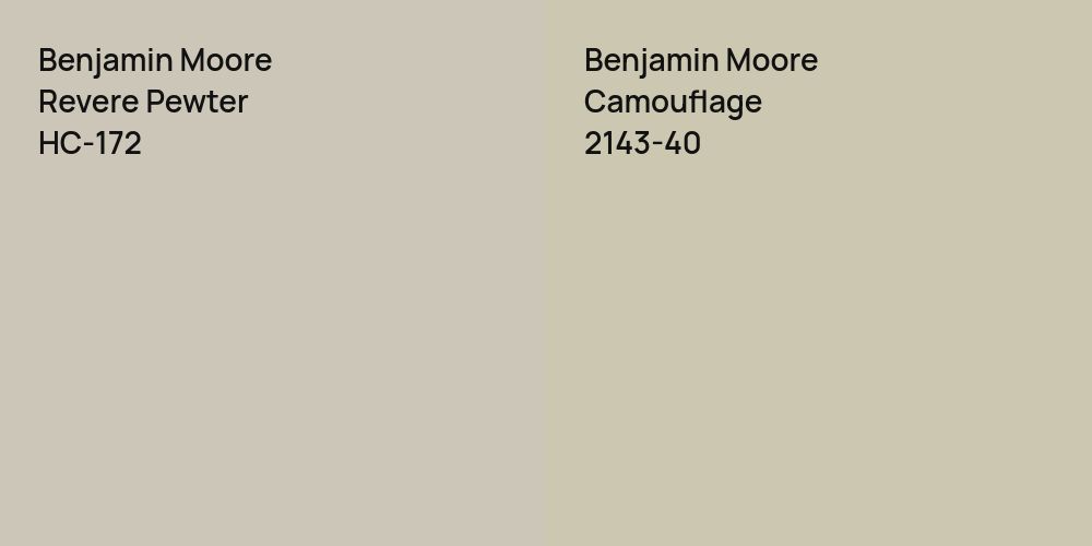 Benjamin Moore Revere Pewter vs. Benjamin Moore Camouflage