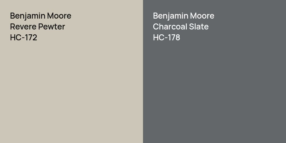 Benjamin Moore Revere Pewter vs. Benjamin Moore Charcoal Slate