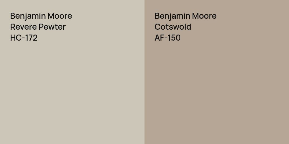 Benjamin Moore Revere Pewter vs. Benjamin Moore Cotswold