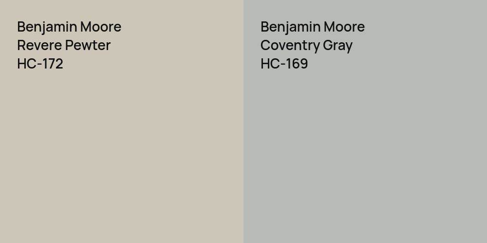 Benjamin Moore Revere Pewter vs. Benjamin Moore Coventry Gray