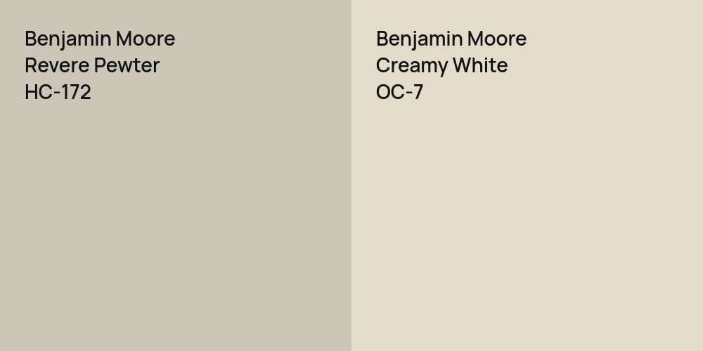 Benjamin Moore Revere Pewter vs. Benjamin Moore Creamy White