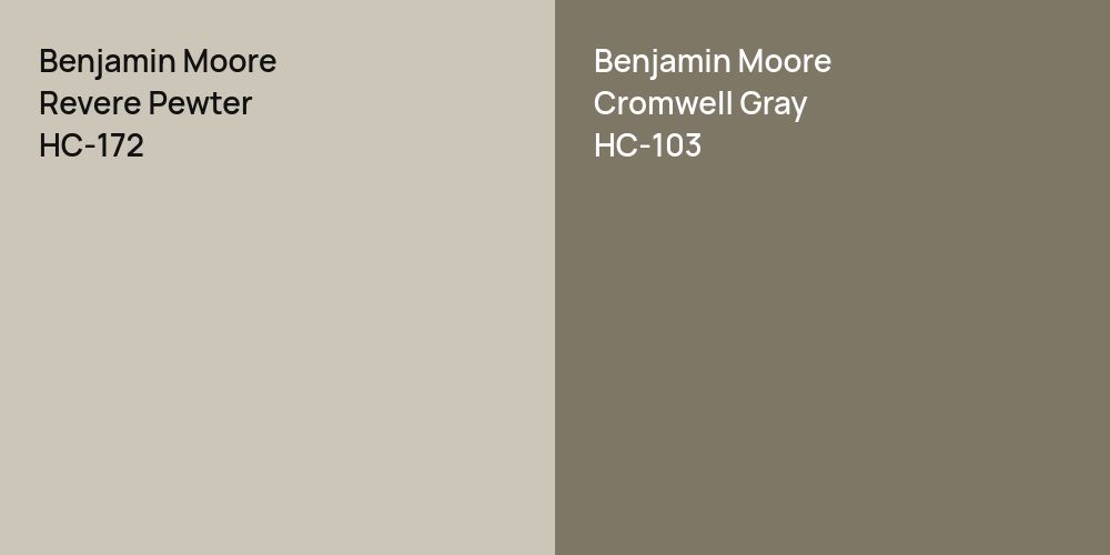 Benjamin Moore Revere Pewter vs. Benjamin Moore Cromwell Gray