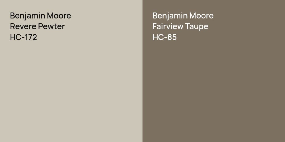 Benjamin Moore Revere Pewter vs. Benjamin Moore Fairview Taupe