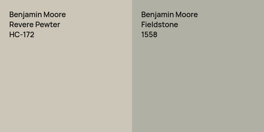 Benjamin Moore Revere Pewter vs. Benjamin Moore Fieldstone