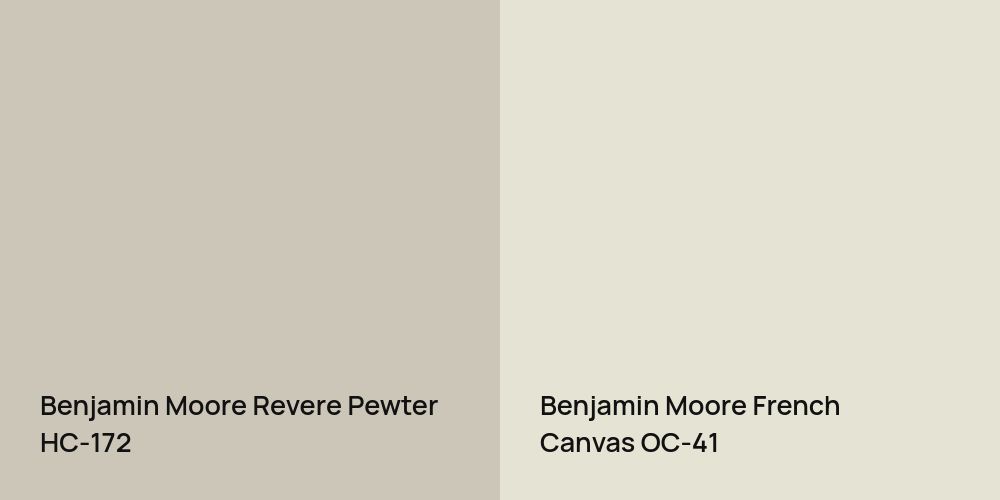 Benjamin Moore Revere Pewter vs. Benjamin Moore French Canvas