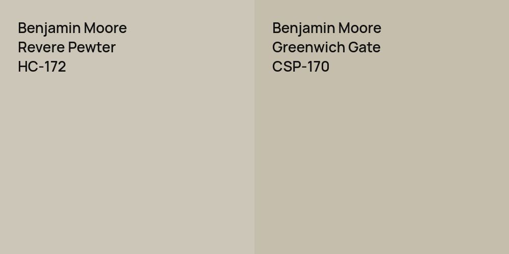 Benjamin Moore Revere Pewter vs. Benjamin Moore Greenwich Gate