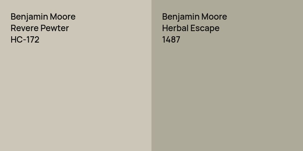 Benjamin Moore Revere Pewter vs. Benjamin Moore Herbal Escape