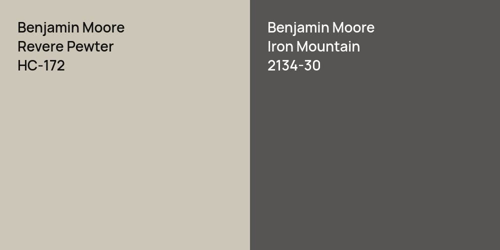 Benjamin Moore Revere Pewter vs. Benjamin Moore Iron Mountain