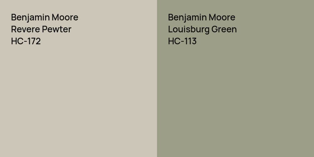 Benjamin Moore Revere Pewter vs. Benjamin Moore Louisburg Green