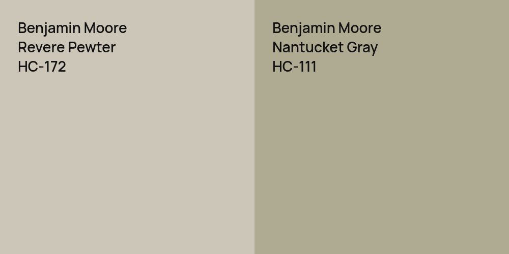 Benjamin Moore Revere Pewter vs. Benjamin Moore Nantucket Gray