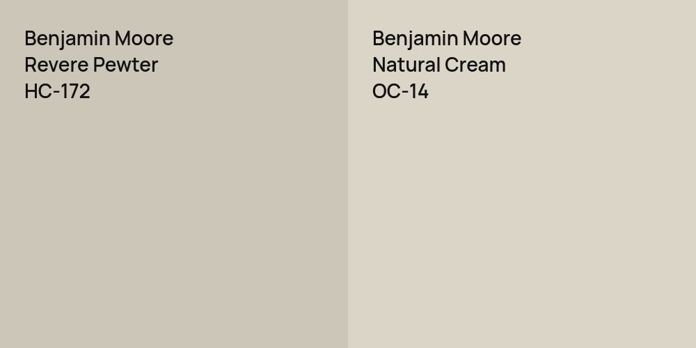 Benjamin Moore Revere Pewter vs. Benjamin Moore Natural Cream