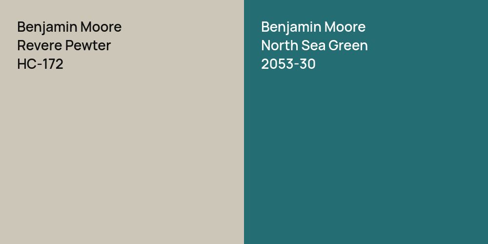 Benjamin Moore Revere Pewter vs. Benjamin Moore North Sea Green