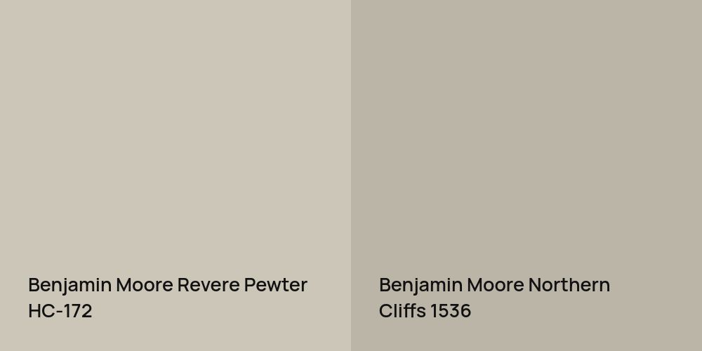 Benjamin Moore Revere Pewter vs. Benjamin Moore Northern Cliffs