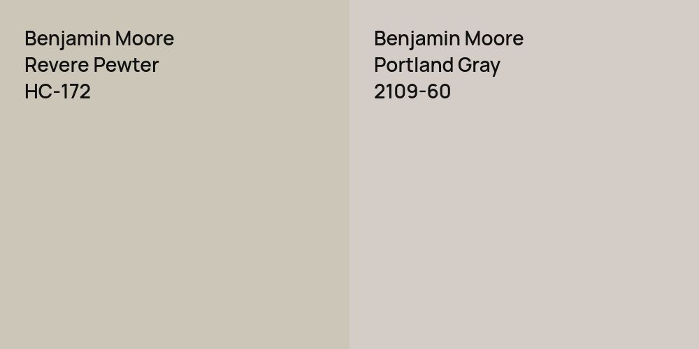 Benjamin Moore Revere Pewter vs. Benjamin Moore Portland Gray