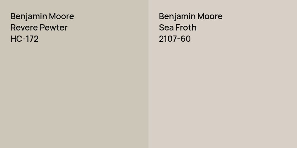 Benjamin Moore Revere Pewter vs. Benjamin Moore Sea Froth