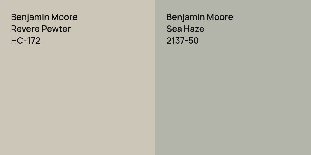 Benjamin Moore Revere Pewter vs. Benjamin Moore Sea Haze