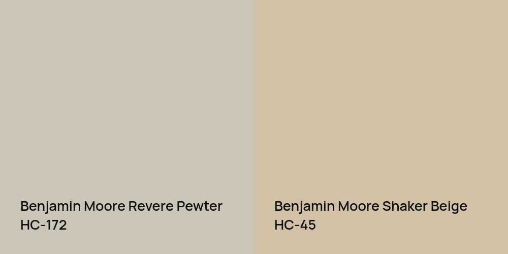 Benjamin Moore Revere Pewter vs. Benjamin Moore Shaker Beige