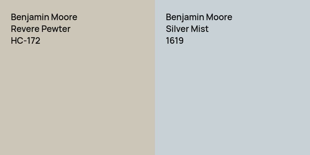 Benjamin Moore Revere Pewter vs. Benjamin Moore Silver Mist