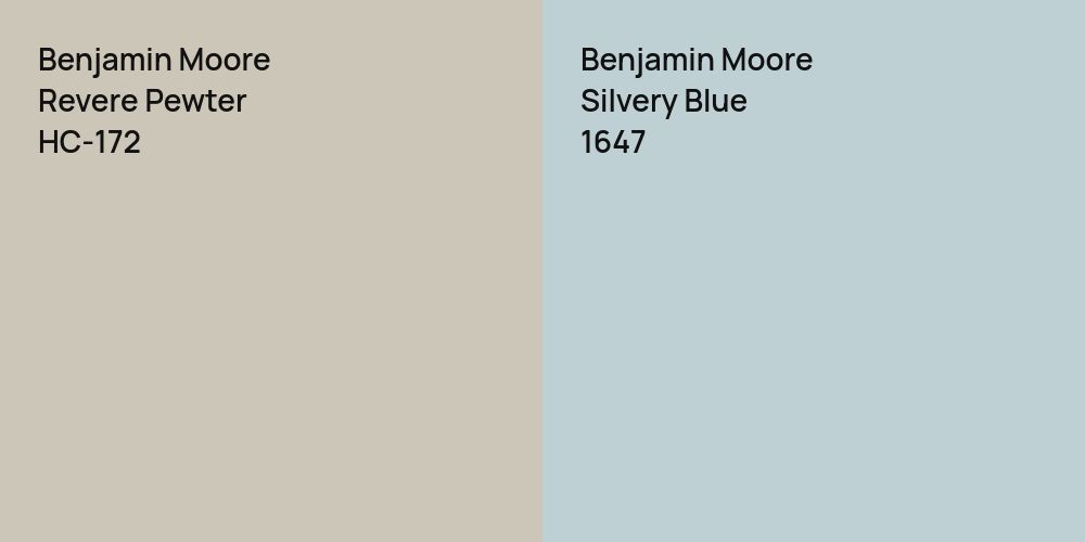 Benjamin Moore Revere Pewter vs. Benjamin Moore Silvery Blue