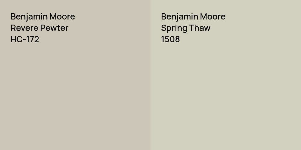 Benjamin Moore Revere Pewter vs. Benjamin Moore Spring Thaw