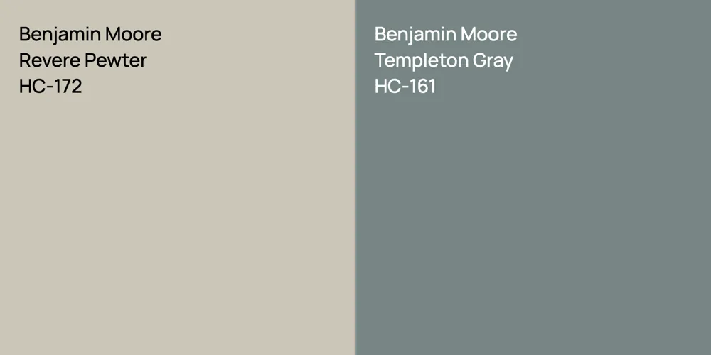 Benjamin Moore Revere Pewter vs. Benjamin Moore Templeton Gray