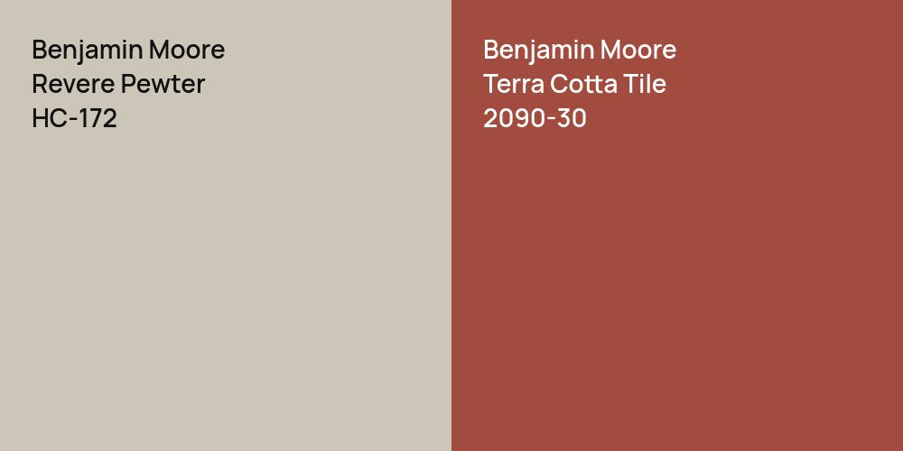 Benjamin Moore Revere Pewter vs. Benjamin Moore Terra Cotta Tile