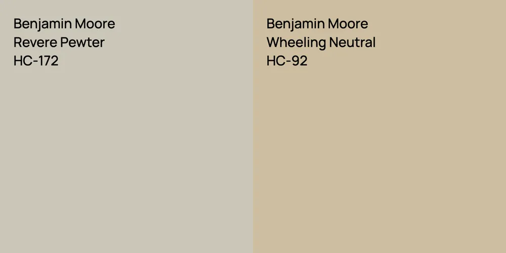 Benjamin Moore Revere Pewter vs. Benjamin Moore Wheeling Neutral