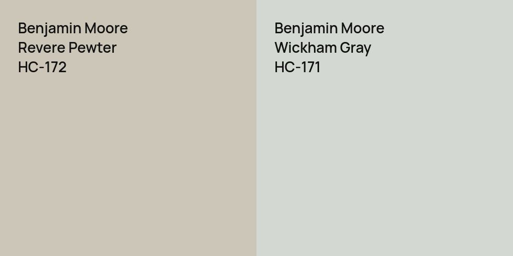 Benjamin Moore Revere Pewter vs. Benjamin Moore Wickham Gray