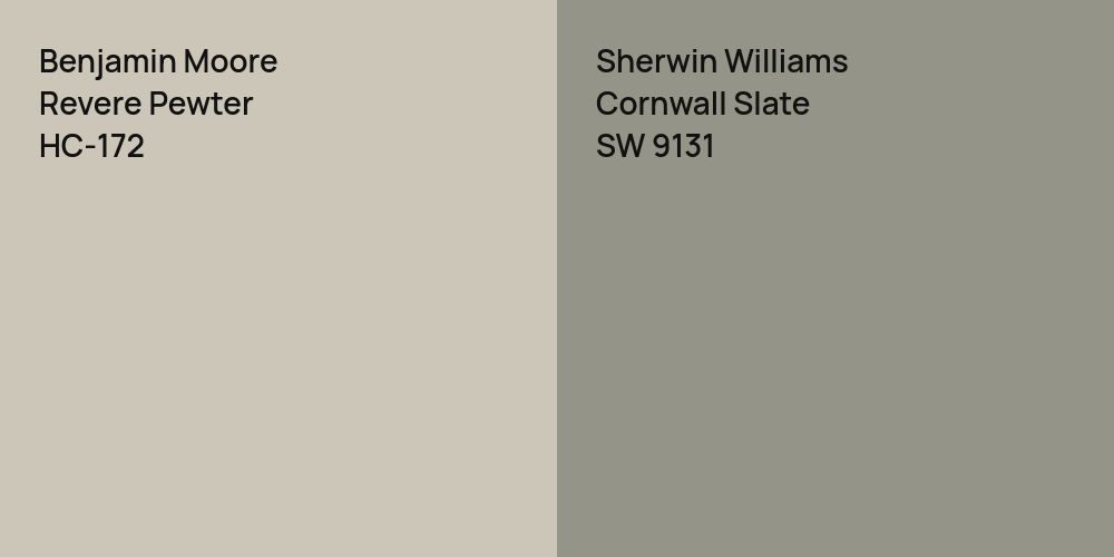 Benjamin Moore Revere Pewter vs. Sherwin Williams Cornwall Slate