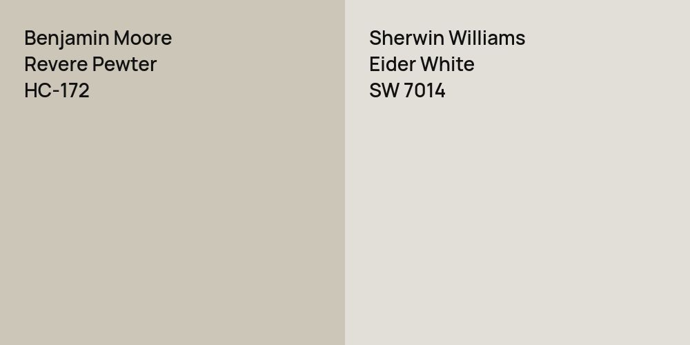 Benjamin Moore Revere Pewter vs. Sherwin Williams Eider White