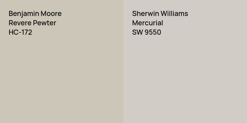 Benjamin Moore Revere Pewter vs. Sherwin Williams Mercurial