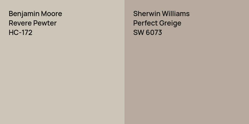 Benjamin Moore Revere Pewter vs. Sherwin Williams Perfect Greige