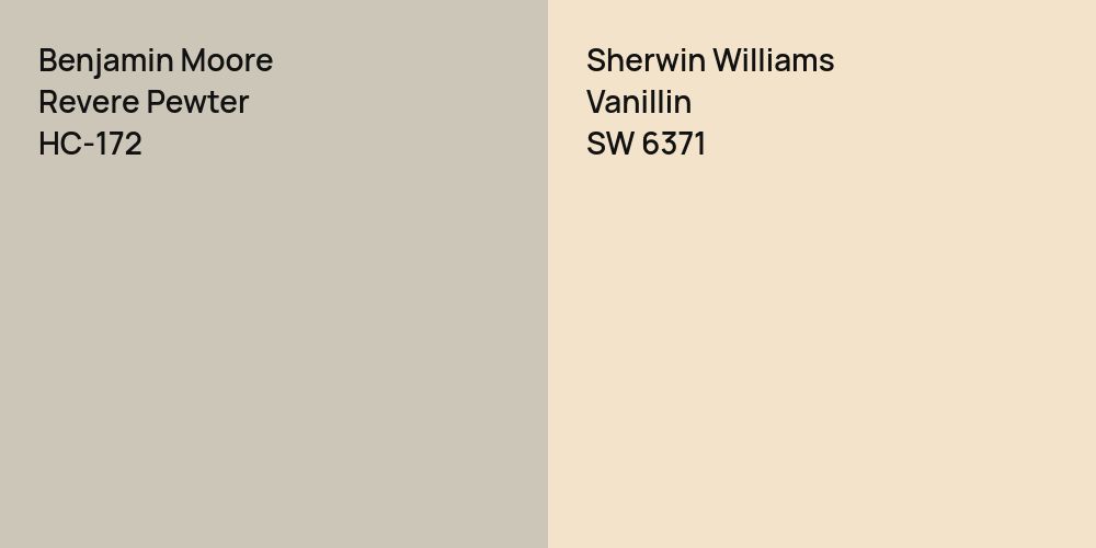 Benjamin Moore Revere Pewter vs. Sherwin Williams Vanillin