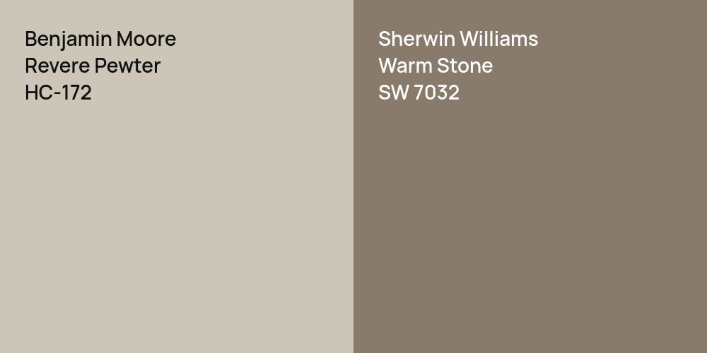 Benjamin Moore Revere Pewter vs. Sherwin Williams Warm Stone