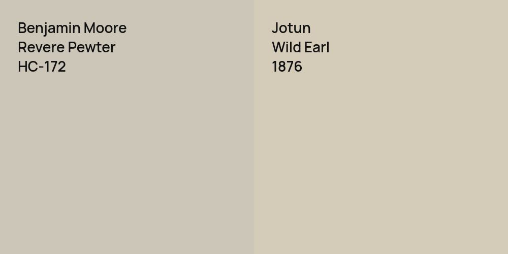 Benjamin Moore Revere Pewter vs. Jotun Wild Earl