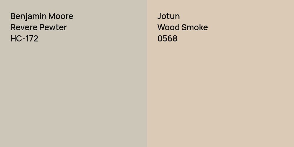 Benjamin Moore Revere Pewter vs. Jotun Wood Smoke