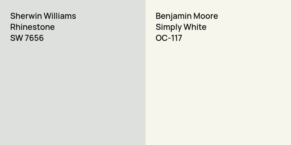 Sherwin Williams Rhinestone vs. Benjamin Moore Simply White