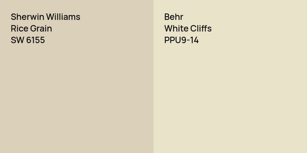 Sherwin Williams Rice Grain vs. Behr White Cliffs