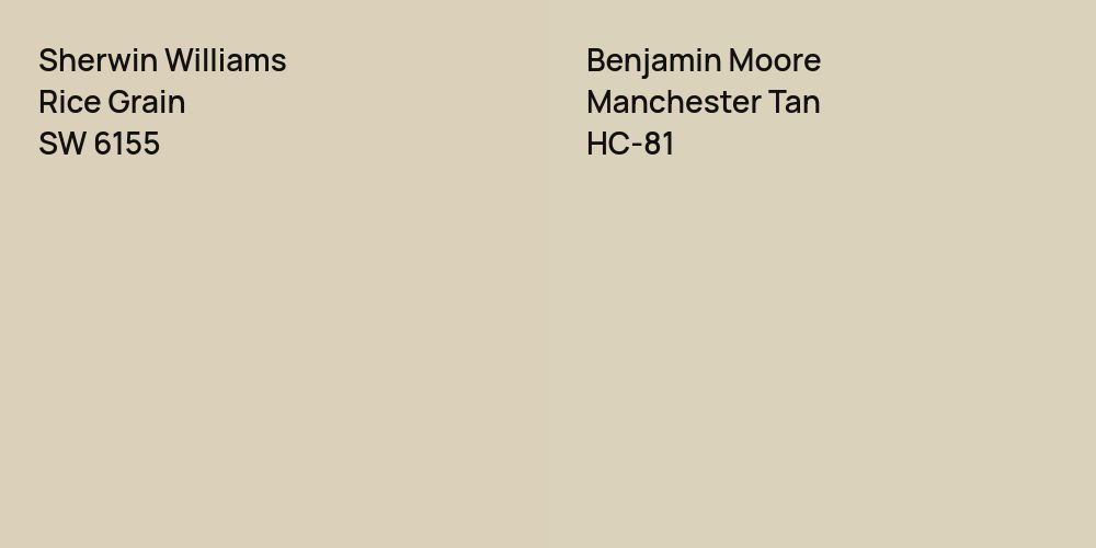 Sherwin Williams Rice Grain vs. Benjamin Moore Manchester Tan