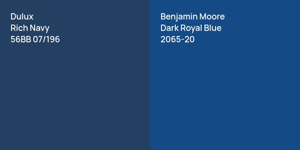 Dulux Rich Navy vs. Benjamin Moore Dark Royal Blue