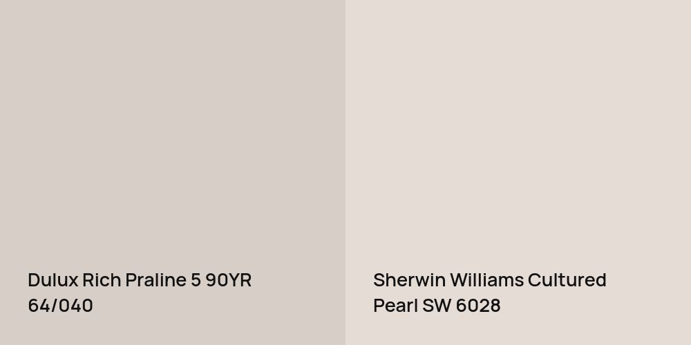 Dulux Rich Praline 5 vs. Sherwin Williams Cultured Pearl