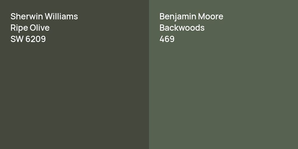 Sherwin Williams Ripe Olive vs. Benjamin Moore Backwoods