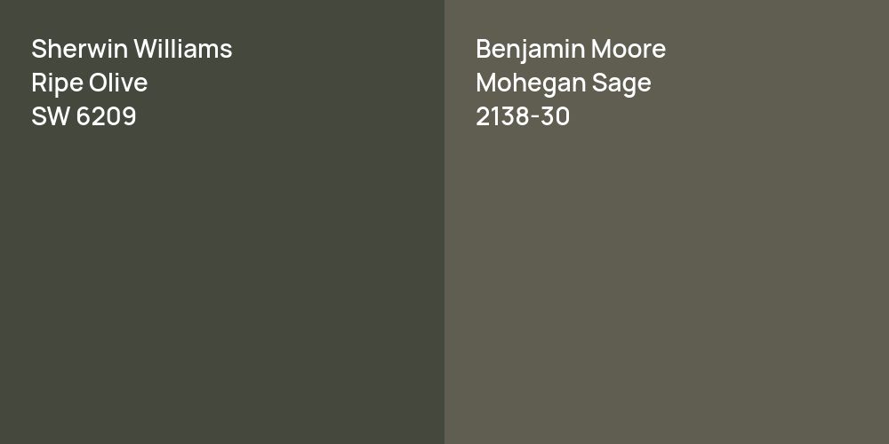 Sherwin Williams Ripe Olive vs. Benjamin Moore Mohegan Sage