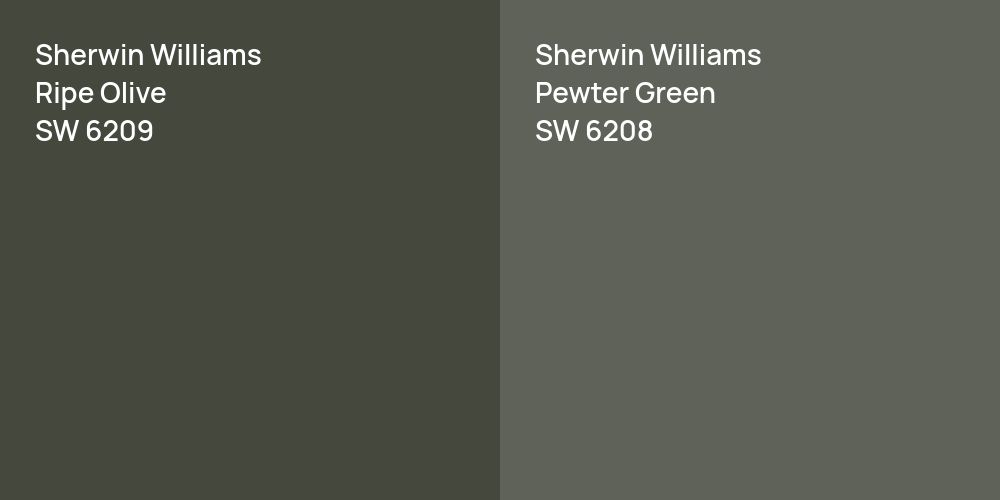 Sherwin Williams Ripe Olive vs. Sherwin Williams Pewter Green