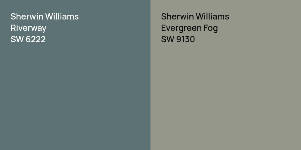 Sherwin Williams Riverway vs. Sherwin Williams Evergreen Fog