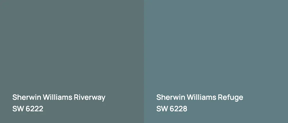 Sherwin Williams Riverway SW 6222 vs Sherwin Williams Refuge SW 6228