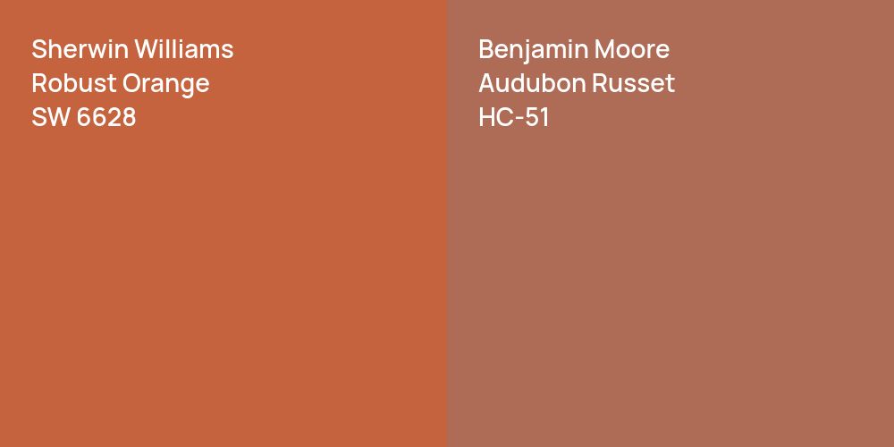 Sherwin Williams Robust Orange vs. Benjamin Moore Audubon Russet